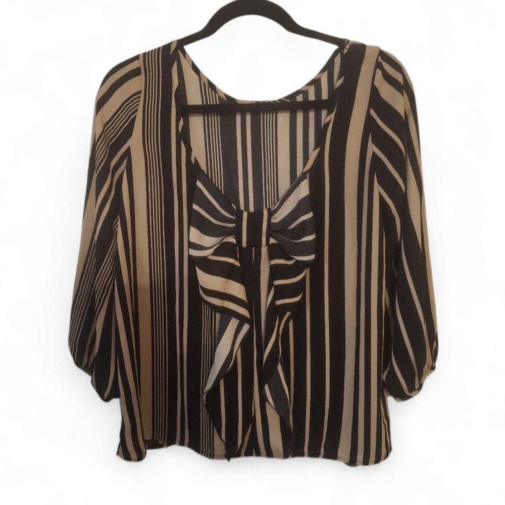 Love Culture Black and Tan Striped Blouse